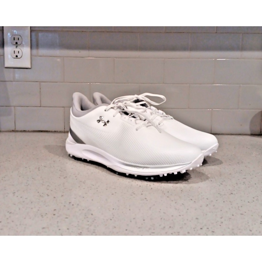 Under Armour UA Drive Fade Wide Golf Shoes Mens 12 White Storm Proof 3027878